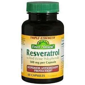  Finest Natural Resveratrol 500mg Capsules, 60 ea Health 