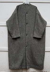   GRAY MELANGE Wool Long Stand Collar V neck Coat One Size $2890  