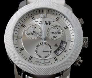 Burberry Womens Sport Swiss Made Chronograph White Rubber Watch BU7760 