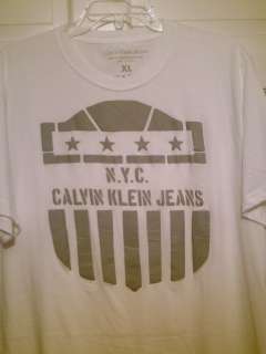Men T Shirts Calvin Klein Jeans NYC White Black Cotton Stars S/S NWT 