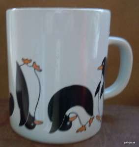 Vintage Mug Tumbling Penguins 3.75  