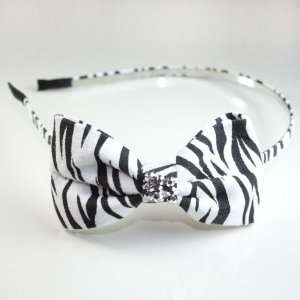  Animal Printed Bow Hair Band White 