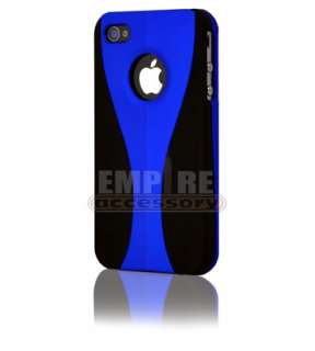 New Blue Black 3 Piece Hard Case Cover iPhone 4 4S w/ Screen 