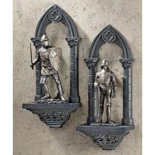 dimensional Arched Gothic Medieval Armored Knights Wall Sculpture 