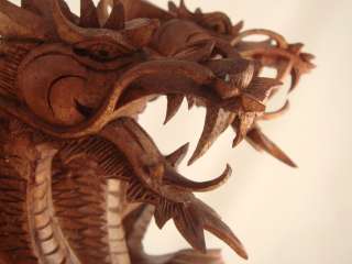 16 Suar Wood Hand Carved Dragon Sculpture ~ Trinity Guardians