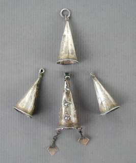 FOUR SILVER BERBER NECKLACE ELEMENTS VALLEY OF THE DRAA SOUTH MOROCCO 