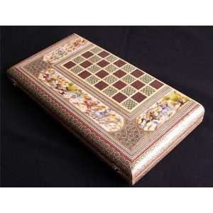  Backgammon & Chess Board with Persian Khatam Inlay 