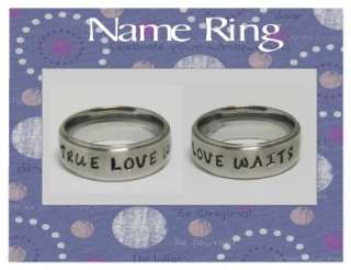 New Stainless Steel Comfort Fit Personalized Engraved Purity Name Ring 