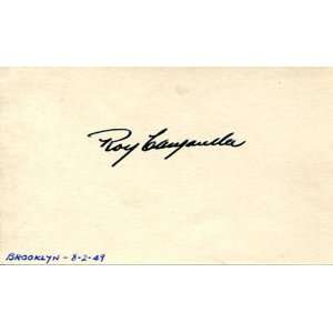  Roy Campanella Autographed 3x5 Card   MLB Cut Signatures 