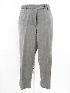 DKNY Gray Herringbone Wool Tapered Pants Slacks Sz P12  