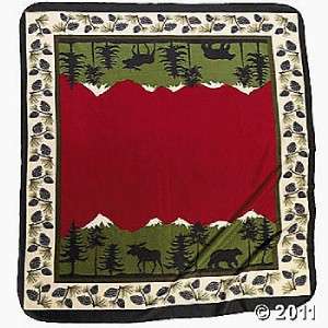 WOODSY OUTDOORS LODGE THROW W/PINECONE BOARDER NEW  