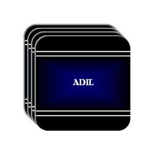 Personal Name Gift   ADIL Set of 4 Mini Mousepad Coasters (black 
