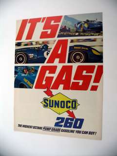 SUNOCO 260 GAS Mark Donohue Lola Chevrolet T 70 1967 Ad  