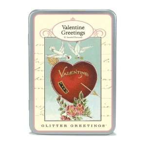  Valentine Glitter Cards Cavallini Valentine Post Cards 