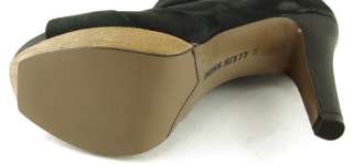 MISS SIXTY JAIDEN Black Womens Ankle Open Toe Wooden Platform Boots 6 