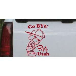 Go BYU Pee On Utah Car Window Wall Laptop Decal Sticker    Red 16in X 