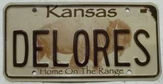 Expired Kansas Vanity DELORES Home on the Range Buffalo License Plate 