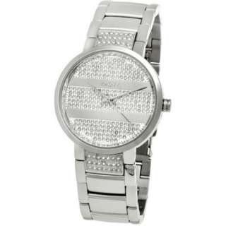 WOMENS DKNY STAINLESS STEEL PAVE CRYSTAL DRESS WATCH NY4978 