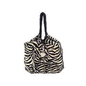    tm Faux Fur Zebra Satchel Handbag   Black and White Toys & Games