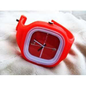  Jelly Wrist Watch / Rubber Fashion Sports Watch Unisex ORANGE/White 