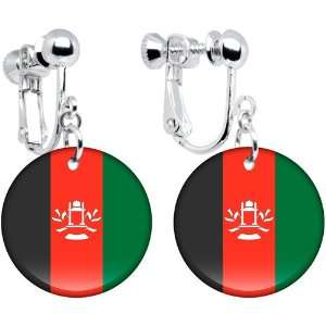 Afghanistan Flag Clip on Earrings