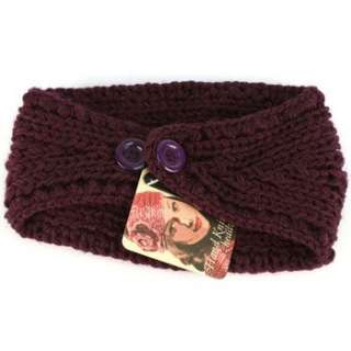 Winter 3 Flower Adjustable Hand Knit Handmade Wide Headwrap Headband 
