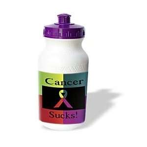   Cancer Sucks Ribbon with Many Colors   Water Bottles Sports