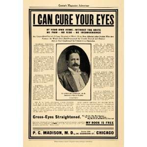 1905 Ad P Chester Madison Oculist Eye Disease Chicago   Original Print 