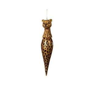 African Safari Spotted Cheetah Glass Finial Christmas Ornament