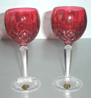 Waterford Lismore Crimson Hock Wine Glasses 2 Piece Set Red/Clear 