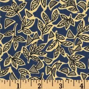   Asante Outlined Leaves Navy Fabric By The Yard Arts, Crafts & Sewing