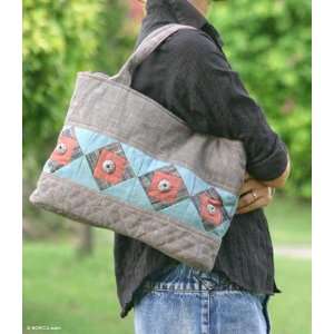  Cotton handbag, Geometric Gray