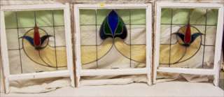 Large Set of Antique Stained Glass Windows 8 color Swag  