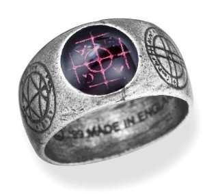  Agla Alchemy Gothic Pewter Talisman Ring   size 9 1/2 