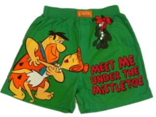  Flintstones Christmas Boxers Boxer Shorts Holiday Green Fred & Wilma 