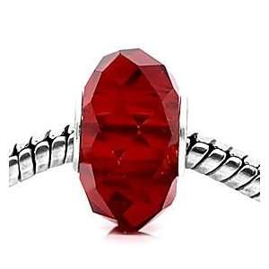  July RUBY Red Crystal Glass European Style Charm Bead 