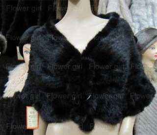 100% Real Genuine Knitted Mink Fur Cape Stole Shawl Scarf Wrap Coat 