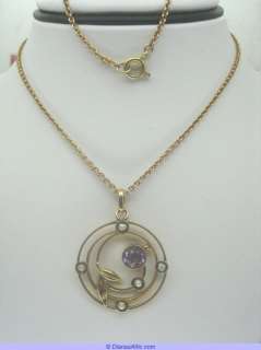 ANTIQUE EDWARDIAN PENDANT with GOLD CHAIN NECKLACE *  