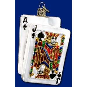  Old World Christmas Blackjack Cards Glass Ornament #44036 