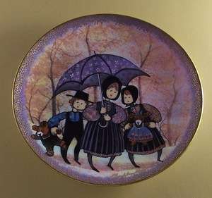 Buckley Moss PURPLE UMBRELLA #1 First Art Plate Joyful Children MIB 