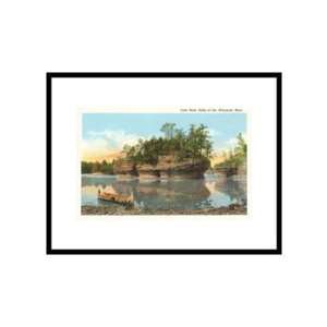  Lone Rock, Wisconsin Dells Places Pre Matted Poster Print 