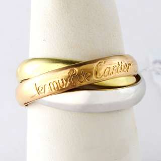 Cartier 18k Tri Color Gold Trinity Ladies Ring  