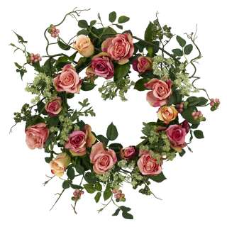   Silk Rose Wreath ~ Spring Valentine Wildly Vibrant Beautiful  