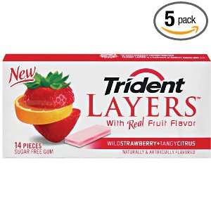 Trident Layers Gum, Wild Strawberry + Tangy Citrus (3 Pack), 14 Piece 