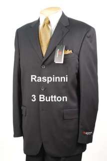 46R Classic Fit Suit   3 Button 100% Wool Raspinni  D24  