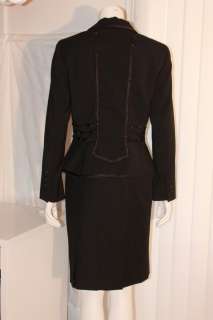 ESCADA 2 Piece Beaded+Lace Coat Skirt Suit Sz 6 8  