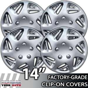   Caravan 14 Inch Silver Metallic Clip On Hubcap Covers Automotive