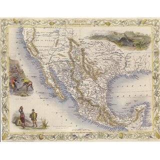  1800S MEXICO CALIFORNIA TEXAS MAP LARGE VINTAGE POSTER 