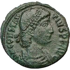  CONSTANTIUS II 348AD Authentic Ancient Roman Coin CHI RHO 