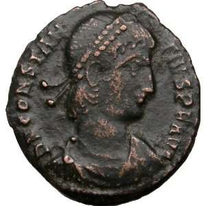 Ancient Roman Coin of Constantius II w Emperor PHOENIX Globe Chi Rho 